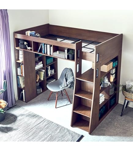 Amazon｜ベッド ベッドフレーム ロフトベッド ハイタイプ デスク付き